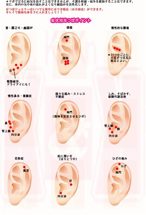 症状別耳つぼマップ 耳つぼジュエリー 耳つぼダイエット 健康