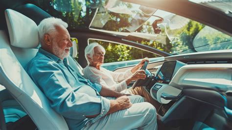 Elderly Couple Driving Senior Citizens In Car Old Man Driving Car With Navigation Elderly