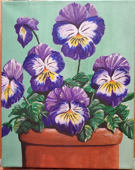 Pansies Flower Painting Pansies in Terracotta Pot Potted | Etsy