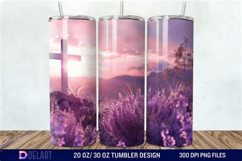 3D Lavender He Is Risen Christian Tumbler Wrap