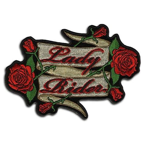 Small Lady Rider Banner Red Roses Womens Motorcycle Vest Patch Lady Riders Motorcycle Vest