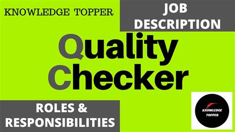 Quality Checker Job Description Quality Checker Duties And