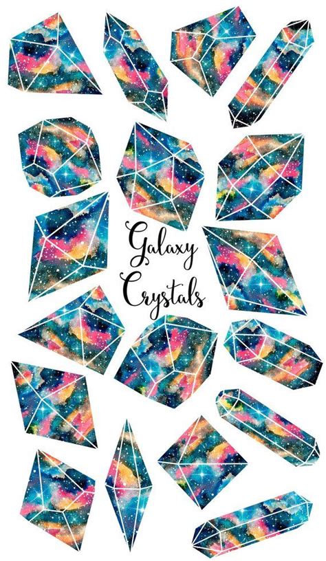 Crystals Clipart Galaxy Crystals Watercolor Crystal Clipart Gems