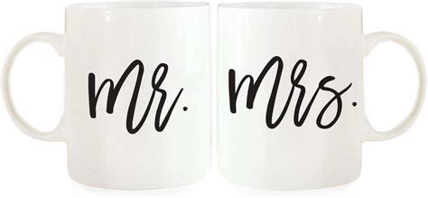 Funny Couples 11 Oz Ceramic Coffee Mugs Mr Mrs Script Style His