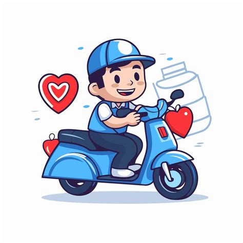 Premium Vector Cartoon Delivery Man Riding A Scooter Vector