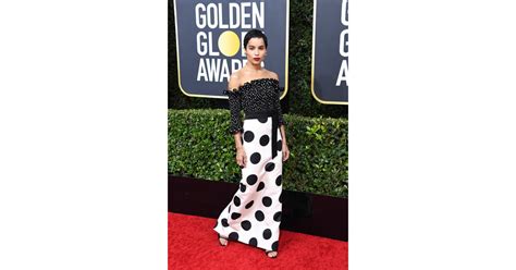 Zoë Kravitz Wearing a Polka Dot Gown at the Golden Globes POPSUGAR