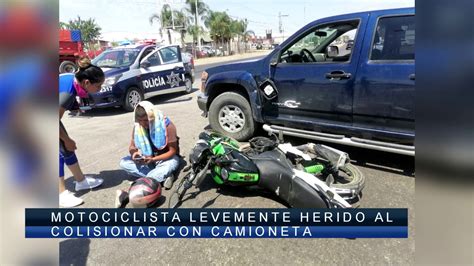 MOTOCICLISTA LEVEMENTE HERIDO AL COLISIONAR CON CAMIONETA YouTube