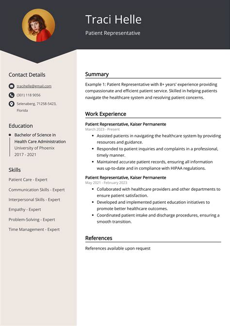 Patient Representative Cv Examples Template Tips