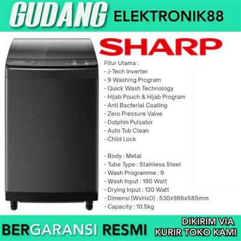 Jual Mesin Cuci Sharp Tabung Kg Es M Xt Top Loading Sharp