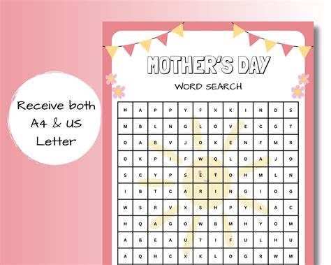 Mothers Day Word Search Mothers Day Puzzle Printable Mothers Day Games Mothers Day Printable