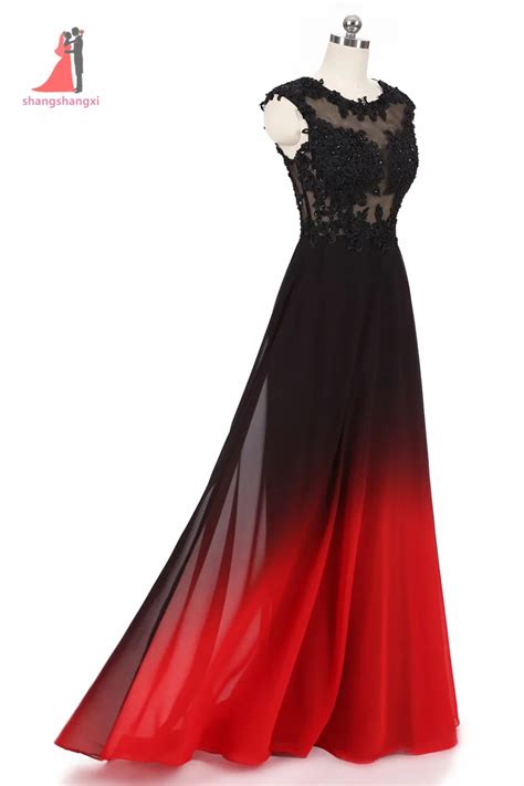 2017 Black Red Gradient Prom Dresses Lace Beaded Sexy Sleeveless Sheer