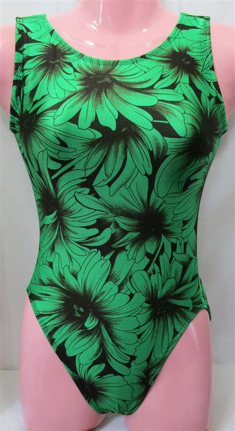 Kelly Green Floral Flipflop Leos Gymnastics Leotard