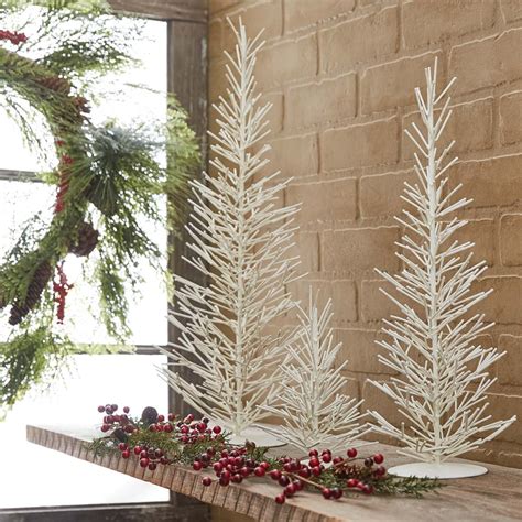 White Metal Twig Trees Iron Accents