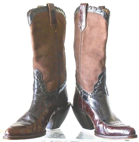 Donald J Pliner Boot Western Couture Collection Brown Suede Crocodile