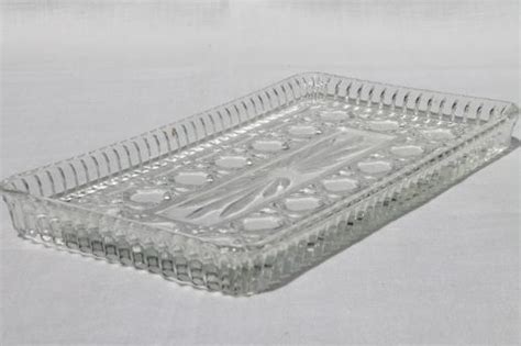 Windsor Pattern Pressed Glass Butter Dish And Relish Tray Vintage Indiana Glass