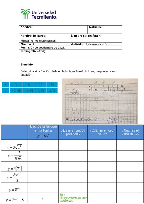 Ejercicio Tema Nombre Matr Cula Nombre Del Curso Fundamentos