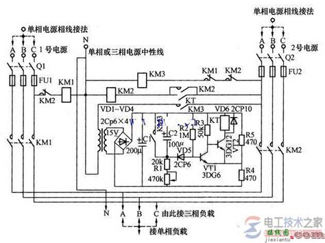 双路三相备用电源自投电路组成与工作原理图 接线图网