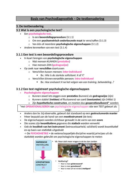 Basis Van Psychodiagnostiek De Testbenadering De Testbenadering 3