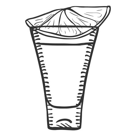 Premium Vector Vector Sketch Tequila Shot With Lime Slice