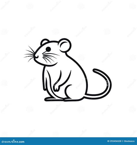 Animated Rat Outline Icon Vector Illustration In Lowell Herrero Style