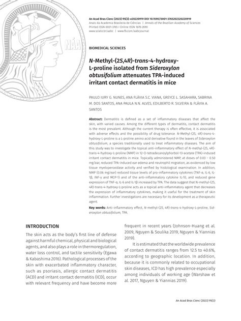 Pdf N Methyl S R Trans Hydroxy L Proline Isolated Sideroxylon