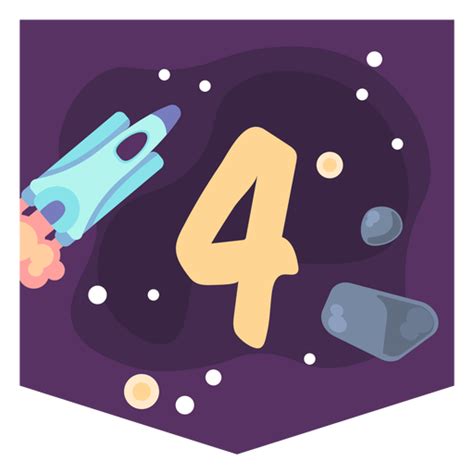 Space Number 4 Banner Png And Svg Design For T Shirts