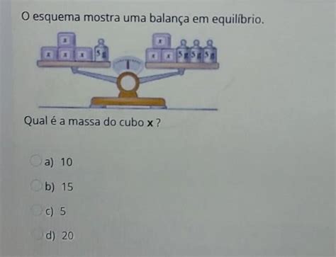 O Esquema Mostra Uma Balan A Em Equil Brio Qual A Massa Do Cubo X A