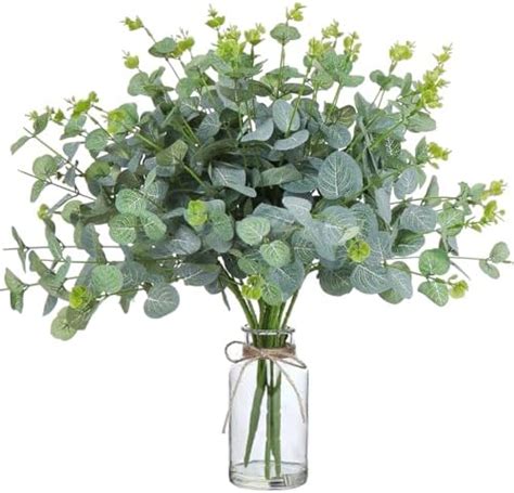 Beferr Bunches Artificial Eucalyptus Stems Leaves Faux Silk