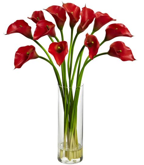 Mini Red Calla Lily Silk Flower Arrangement Artificial Flowers Silk