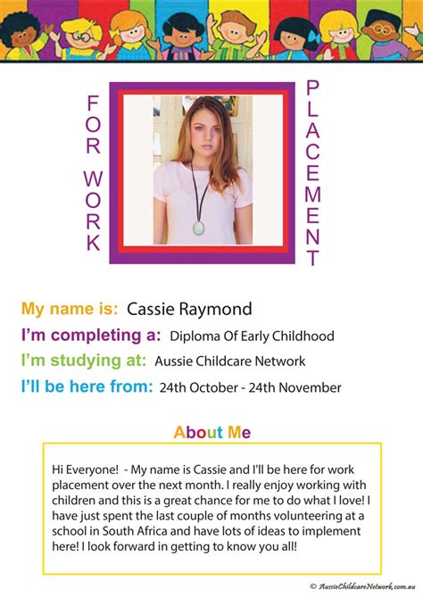 Work Placement Student Form Aussie Childcare Network