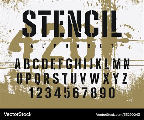 Stencil font 009 Royalty Free Vector Image - VectorStock