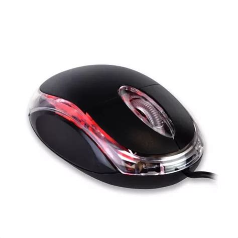 Mouse Óptico Usb Con Luz Led Roja Color Negro MercadoLibre