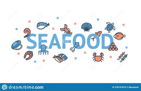 Seafood Poster Design With Tuna Meat Amberjack Fish Illustration