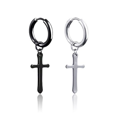 Wholesale Best Quality Earrings Type Cross Earrings Black Stainless