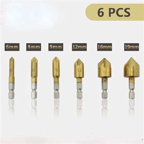 HSS Countersink Drill Bit Set Alargador Carpintaria Chanfro Counterbore