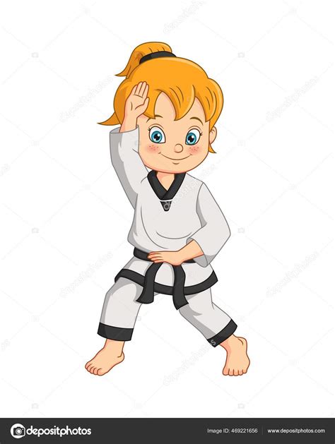 Karate Girl Black Belt Cartoon