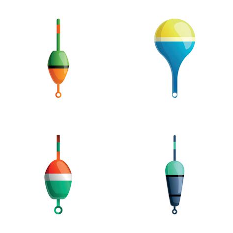bright float icons set cartoon  colored float  vector