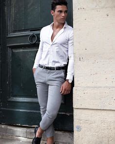 White Shirt With Light Grey Pant Combination For Formal Look Moda Para