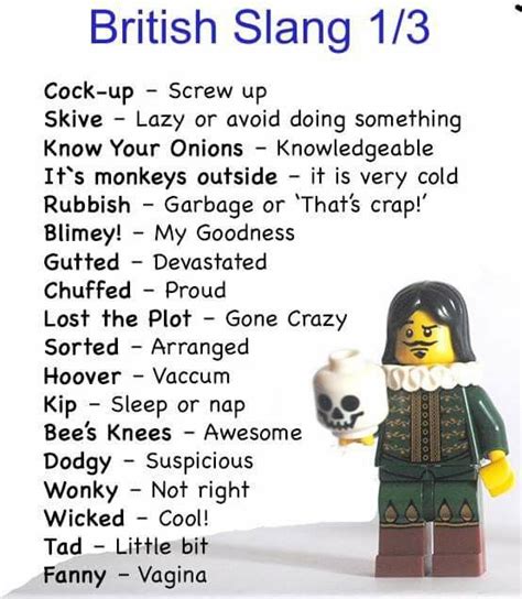 British Slang 1/3 | Palabras de vocabulario, Ortografia en ingles ...