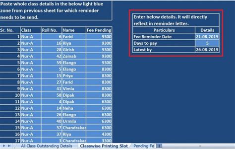 Download School Fee Reminder Excel Template Exceldatapro