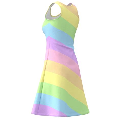 Rainbow Pastel Colors Sleeveless Dress - EightyThree XYZ Clothing