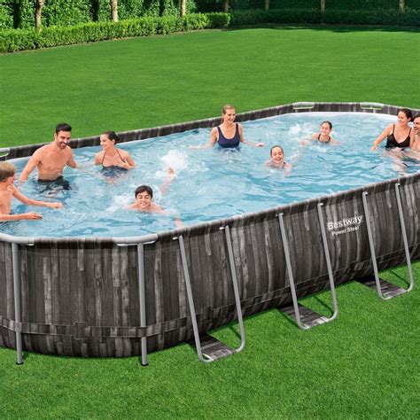 Piscina Desmontable Tubular Bestway Power Steel Oval Dise O Madera