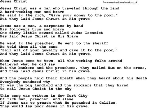 Woody Guthrie song - Jesus Christ, lyrics