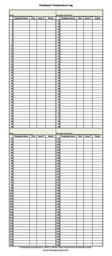 40 Printable Temperature Log Sheets Word Excel Pdf 41 Off