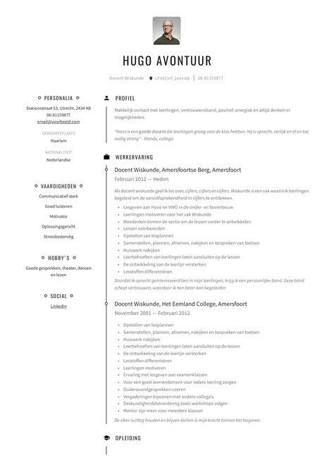 Cv Docent Wiskunde Cv Gids Voorbeeld Cv S