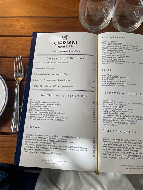 Menu At Cipriani Marbella Restaurant Marbella