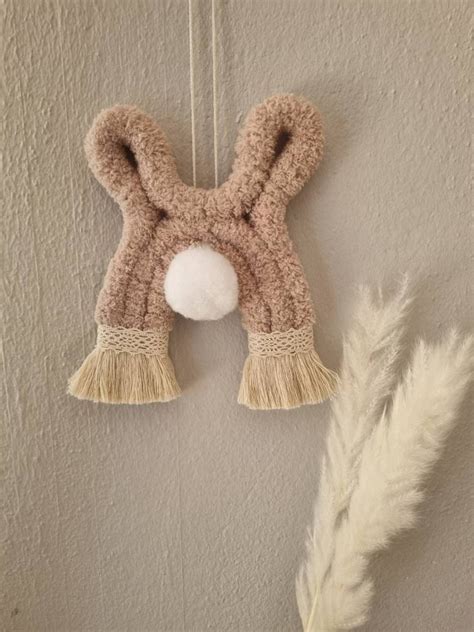 Macrame Bunny Macrame Rainbow Macrame Easter Bunny Wall Etsy