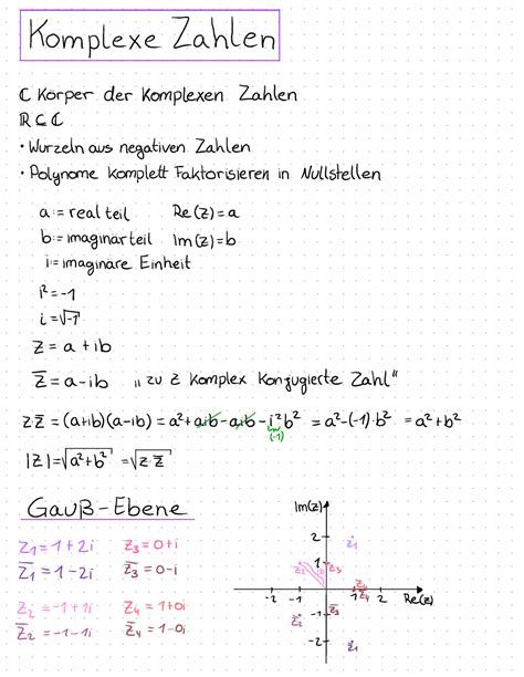 Analysis komplexe Zahlen Komplexe Zahlen K Körper der Komplexen