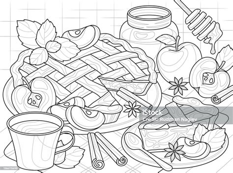 Livre De Coloriage Avec Concept Abstrait De Tarte Aux Pommes Vecteurs Libres De Droits Et Plus D