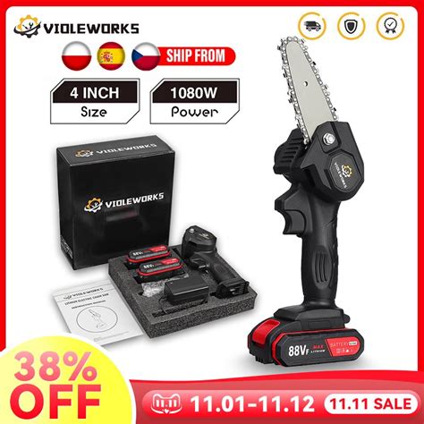 4 Inch 88vf 1080w Mini Electric Saw Chain Saw With 12 Battery Rechargeable One Handed